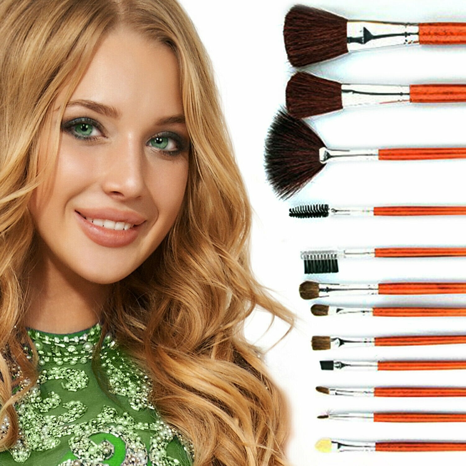 Professional Makeup Brush Kit with Leopard Pouch Cosmetic Brushes Set - 12 Piece