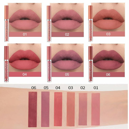 6 Colors Velvet Liquid Lipstick Set – Long Lasting Waterproof Non-Stick Lips B