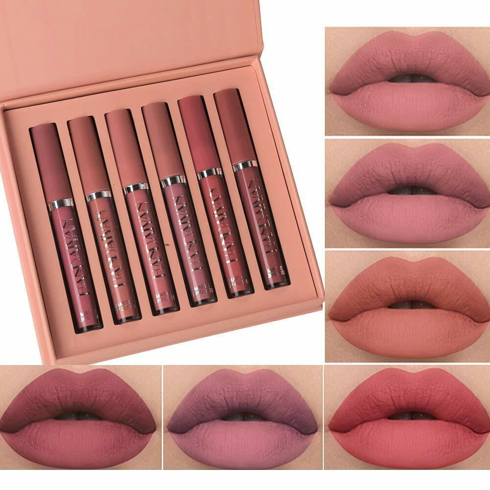 6 Colors Velvet Liquid Lipstick Set – Long Lasting Waterproof Non-Stick Lips B