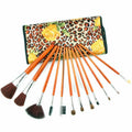 Professional Makeup Brush Kit with Leopard Pouch Cosmetic Brushes Set - 12 Piece
