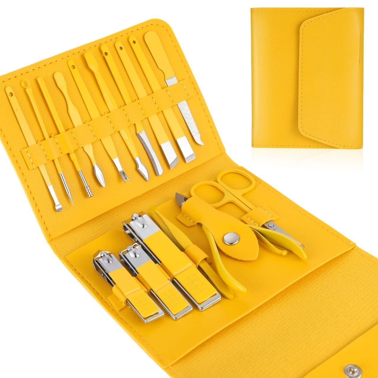 16 Pcs Nail Clippers Set Stainless Steel Manicure Pedicure Cuticle Grooming Tool