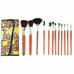 Professional Makeup Brush Kit with Leopard Pouch Cosmetic Brushes Set - 12 Piece