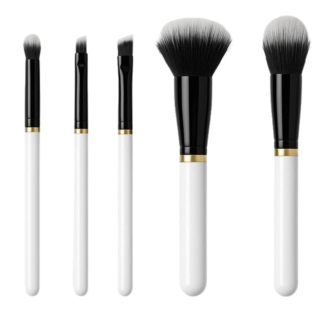 5-Piece Face & Eye Makeup Brush Set – Soft Vegan Bristles, Cruelty-Free Tools