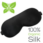 Natural Silk Sleep Mask - Organic Silk Eye Mask for Sleeping - Ultra Soft Black