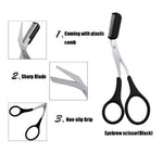 3Pc Eyebrow Trimmer Scissors Kit Grooming Set W/ Comb for Men Women Facial Hair