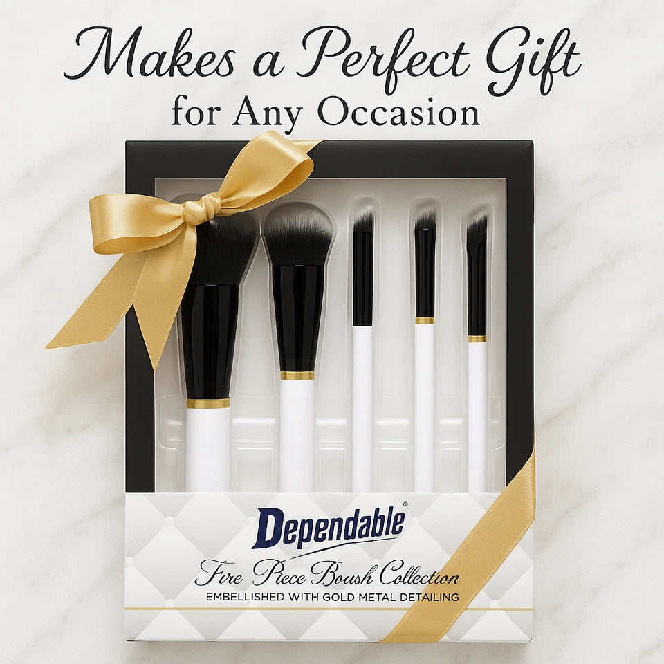 5-Piece Face & Eye Makeup Brush Set – Soft Vegan Bristles, Cruelty-Free Tools