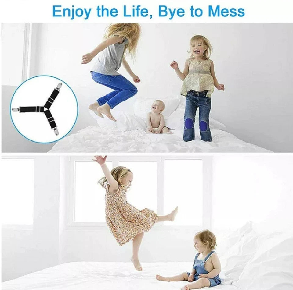 4 Pack Bed Sheet Holder Straps Adjustable Fitted Sheet Clips Corner Grippers