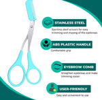 3Pc Eyebrow Trimmer Scissors Kit Grooming Set W/ Comb for Men Women Facial Hair