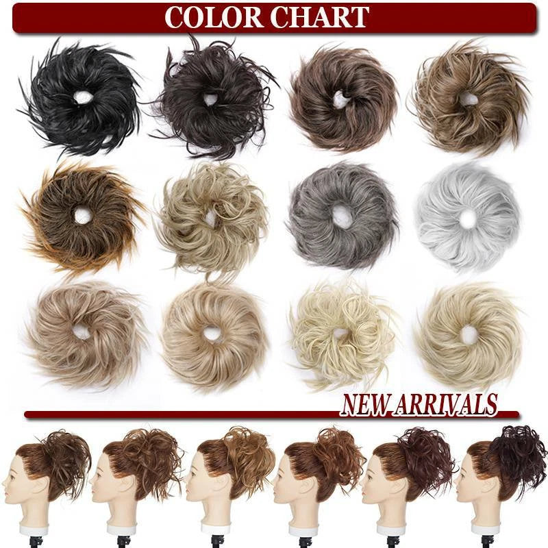 Large Tousled Messy Bun Hair Scrunchie Wrap on Pony Tail Hair Piece Extensions